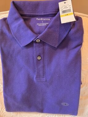 Van Heusen Purple Polo Shirt - Short Sleeve Cotton Knit